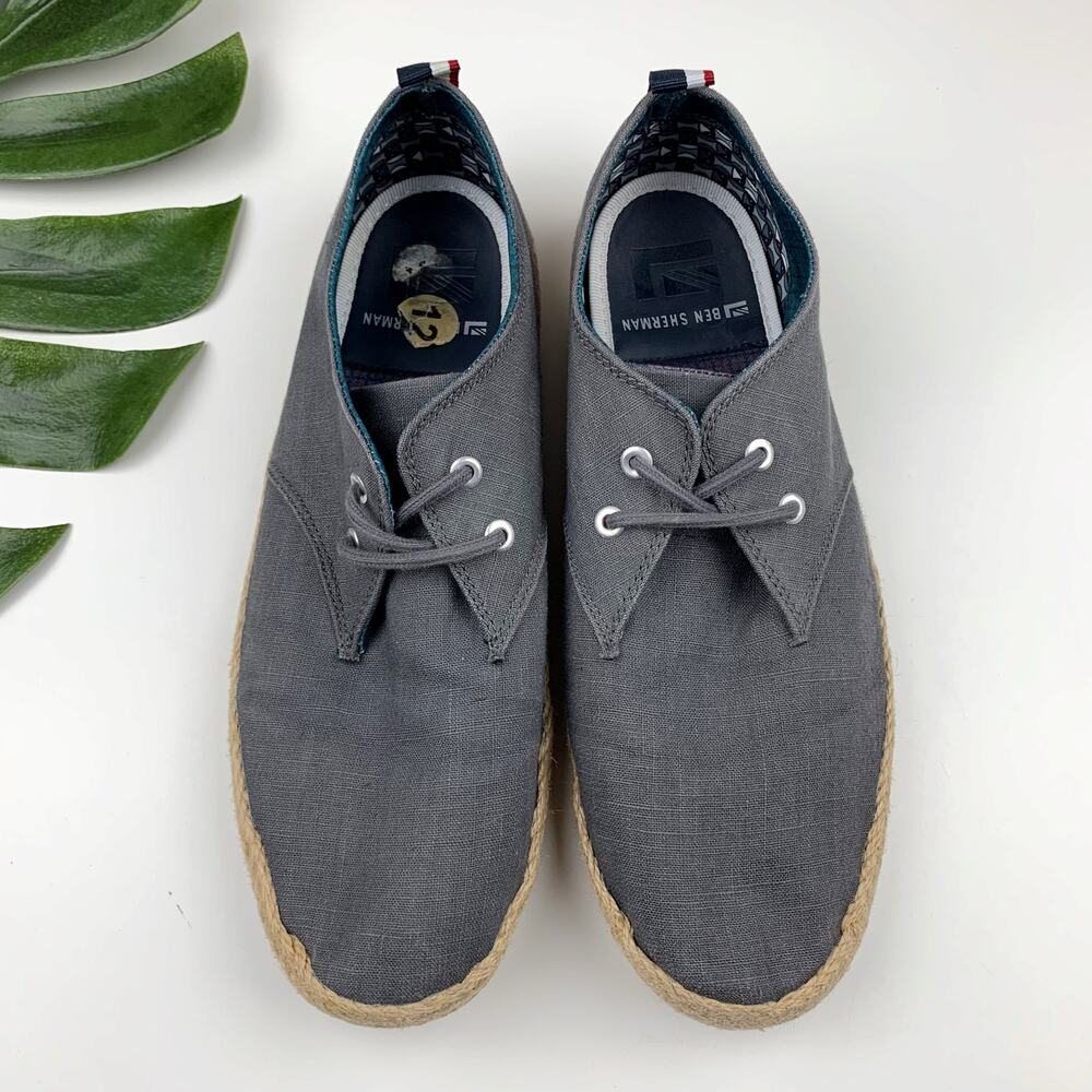 Ben Sherman Prill Oxford Sneakers Casual Grey Canvas Lace Up Men's 12